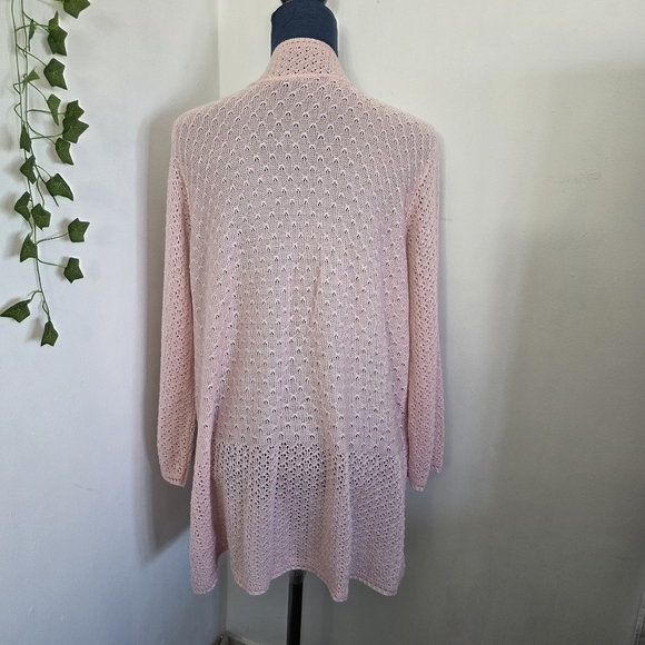 Basic Editions Woman Light Pink Open Front Cardigan Sweater - Picture 6 of 9